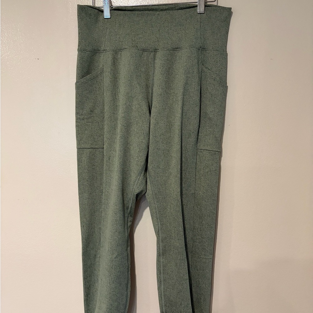 REI Olive Green High-Waist Leggings with Side Pockets